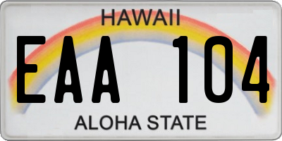 HI license plate EAA104