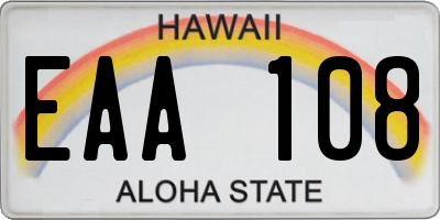 HI license plate EAA108