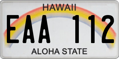 HI license plate EAA112