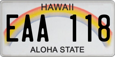 HI license plate EAA118