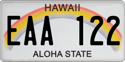 HI license plate EAA122