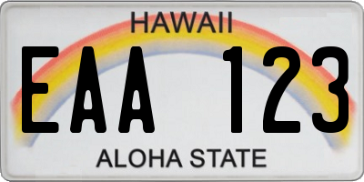 HI license plate EAA123