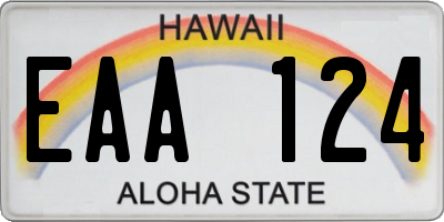 HI license plate EAA124