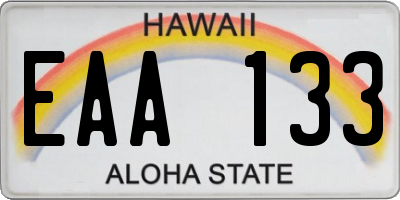 HI license plate EAA133