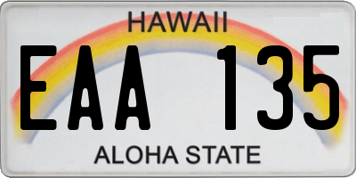 HI license plate EAA135