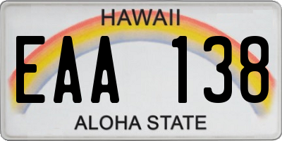 HI license plate EAA138