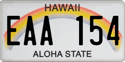 HI license plate EAA154