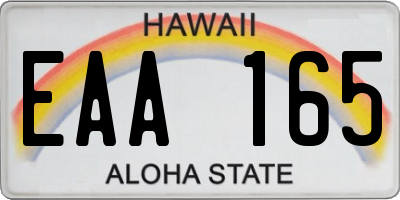 HI license plate EAA165