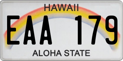 HI license plate EAA179