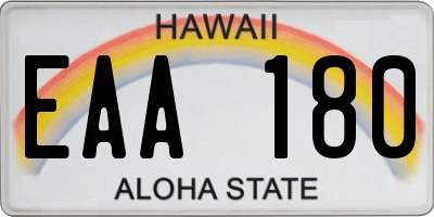 HI license plate EAA180