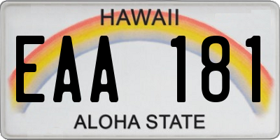 HI license plate EAA181