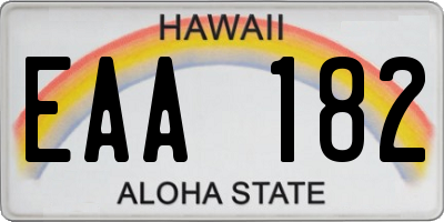 HI license plate EAA182