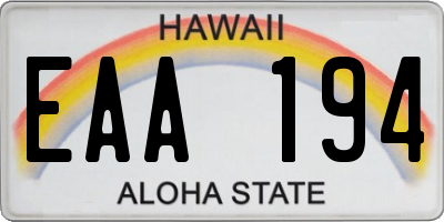 HI license plate EAA194