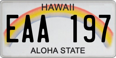 HI license plate EAA197