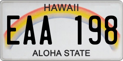 HI license plate EAA198