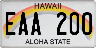 HI license plate EAA200
