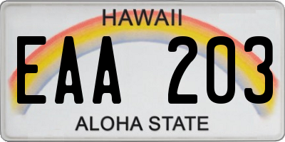 HI license plate EAA203