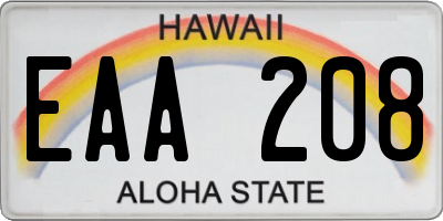 HI license plate EAA208