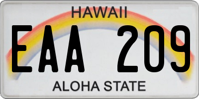 HI license plate EAA209