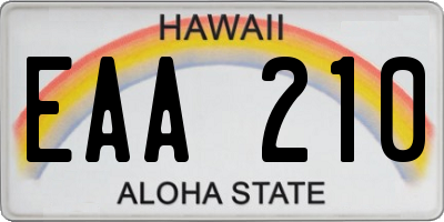 HI license plate EAA210