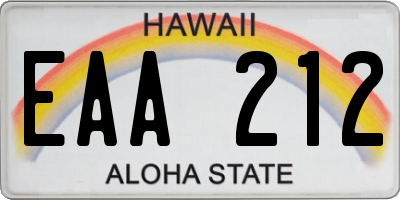 HI license plate EAA212