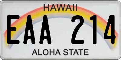 HI license plate EAA214