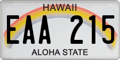 HI license plate EAA215