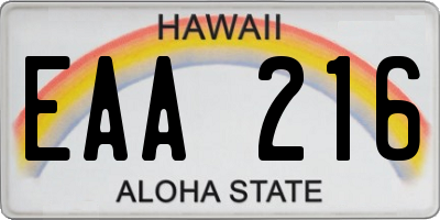 HI license plate EAA216