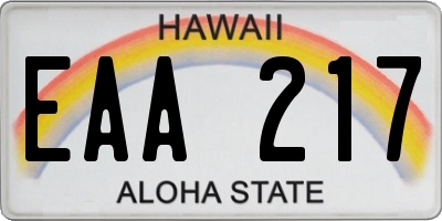 HI license plate EAA217