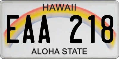 HI license plate EAA218