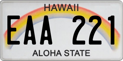 HI license plate EAA221