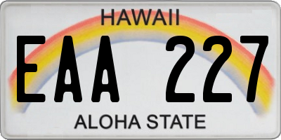 HI license plate EAA227