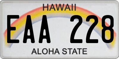 HI license plate EAA228