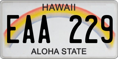 HI license plate EAA229