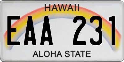 HI license plate EAA231