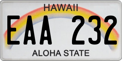 HI license plate EAA232