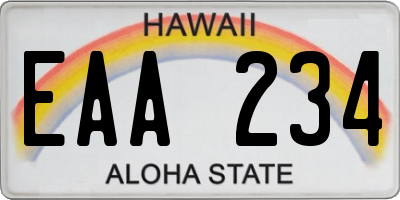 HI license plate EAA234