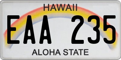 HI license plate EAA235