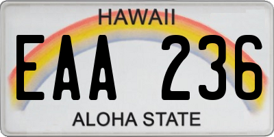 HI license plate EAA236