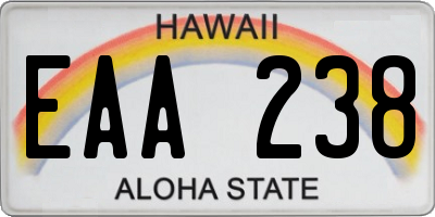 HI license plate EAA238