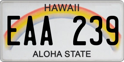 HI license plate EAA239