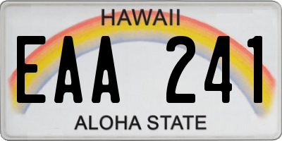 HI license plate EAA241