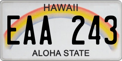 HI license plate EAA243