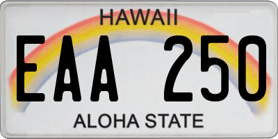 HI license plate EAA250