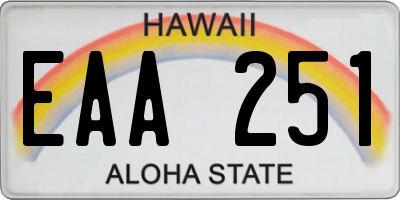 HI license plate EAA251