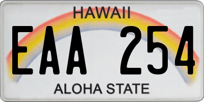 HI license plate EAA254