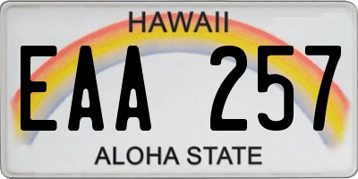 HI license plate EAA257