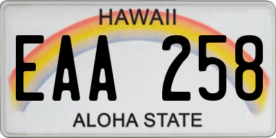 HI license plate EAA258