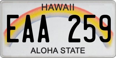 HI license plate EAA259