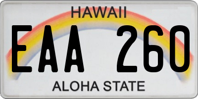 HI license plate EAA260